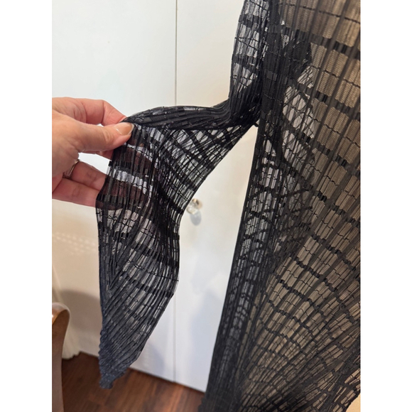 Women's Elana Kattan open front sheer lace mesh topper Cardigan, M, Black EUC - Picture 6 of 9